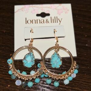 Lonna & Lilly Gold Earrings with Turquoise Accents